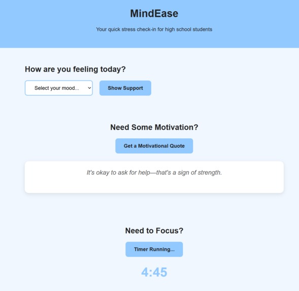 MindEase - Stress Support for High School Students – screenshot 1