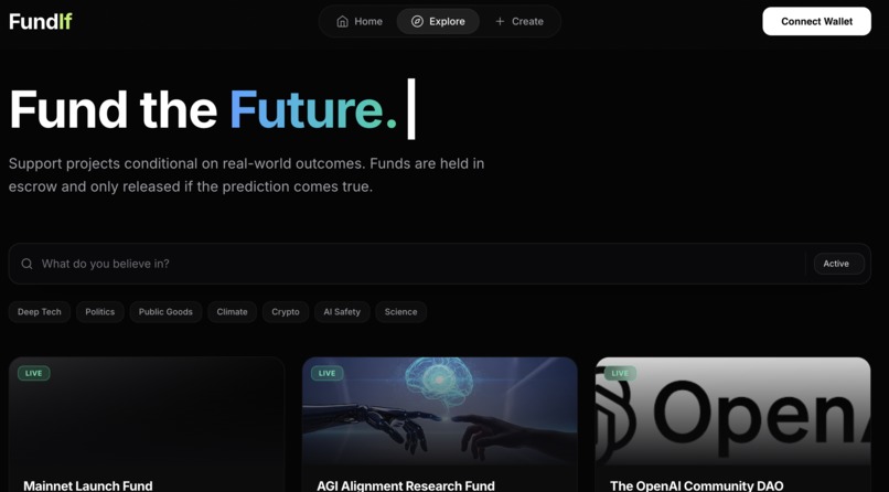 FundIf: Prediction-Gated Crowdfunding – screenshot 2