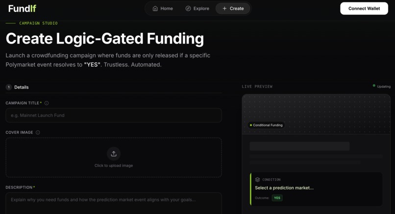 FundIf: Prediction-Gated Crowdfunding – screenshot 4
