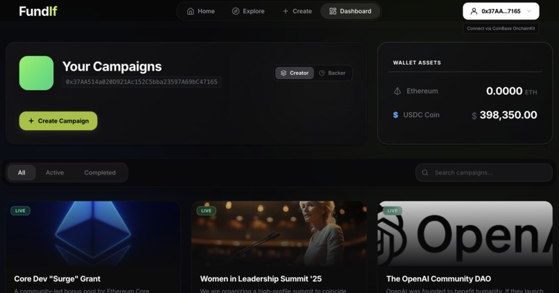 FundIf: Prediction-Gated Crowdfunding – screenshot 6