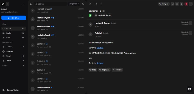 SolMail – screenshot 1