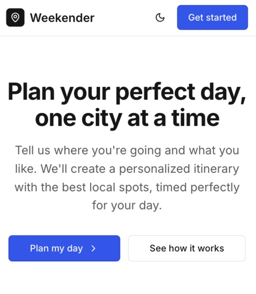 Weekender AI – screenshot 1