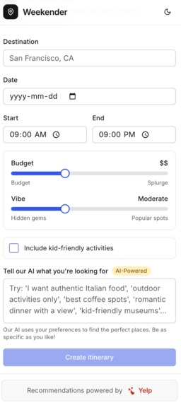 Weekender AI – screenshot 4