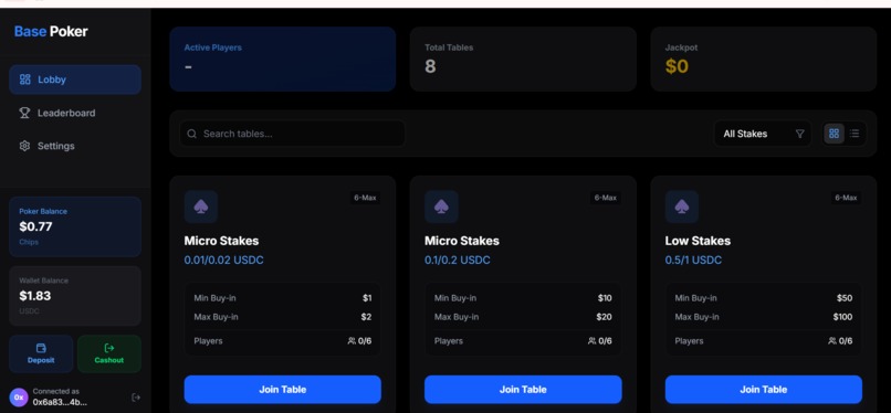 BasePoker- Seamless Onchain Poker – screenshot 1