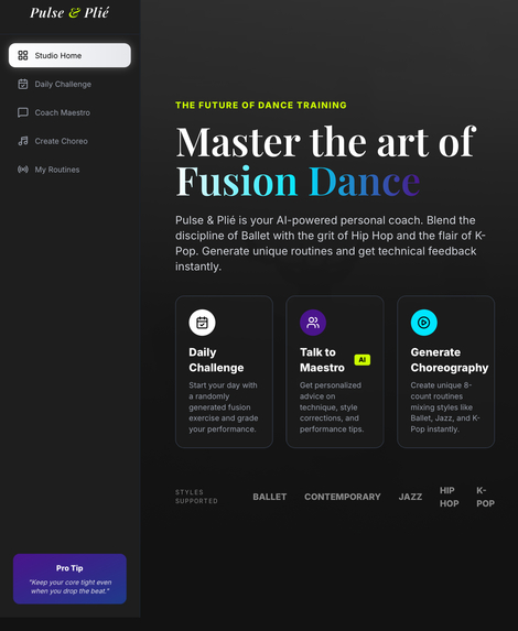 Pulse & Plié: AI Fusion Dance Coach – screenshot 1