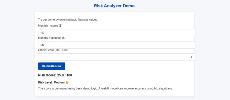 RiskRadar AI – Financial Risk Prediction Platform – screenshot 1