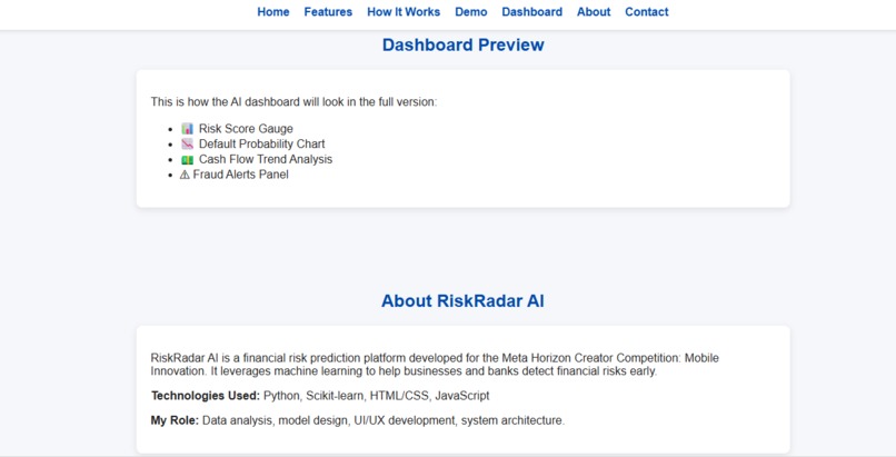 RiskRadar AI – Financial Risk Prediction Platform – screenshot 3