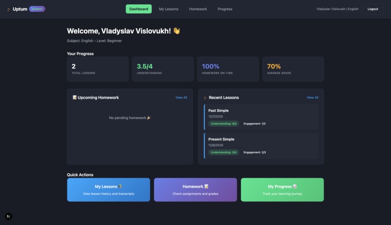 Uptum: AI-native platform for tutors – screenshot 3