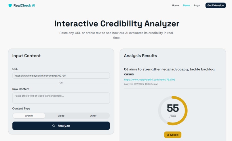 RealCheck AI – screenshot 1