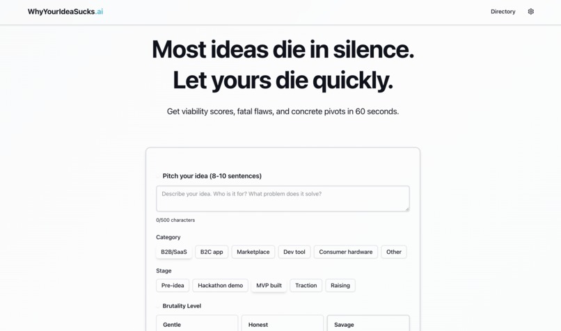 WhyYourIdeaSucks – screenshot 1
