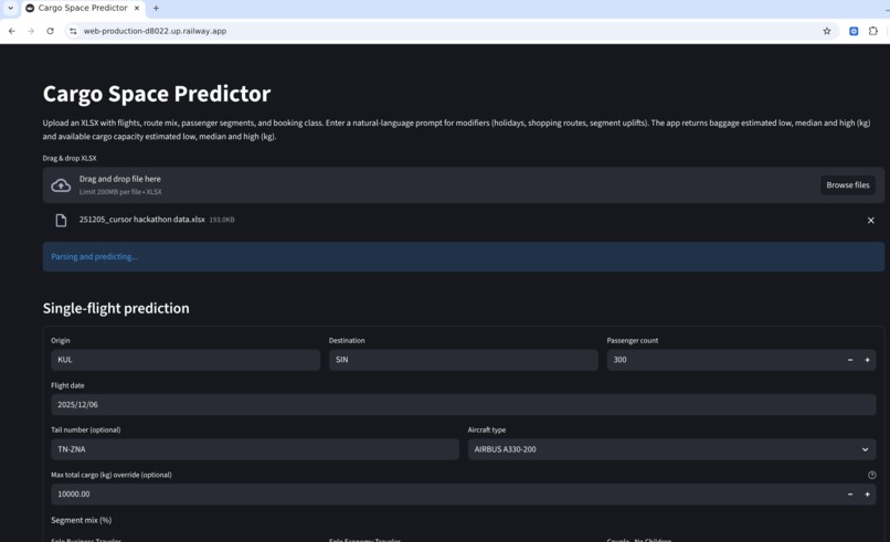 Cargo Space Predictor – screenshot 1