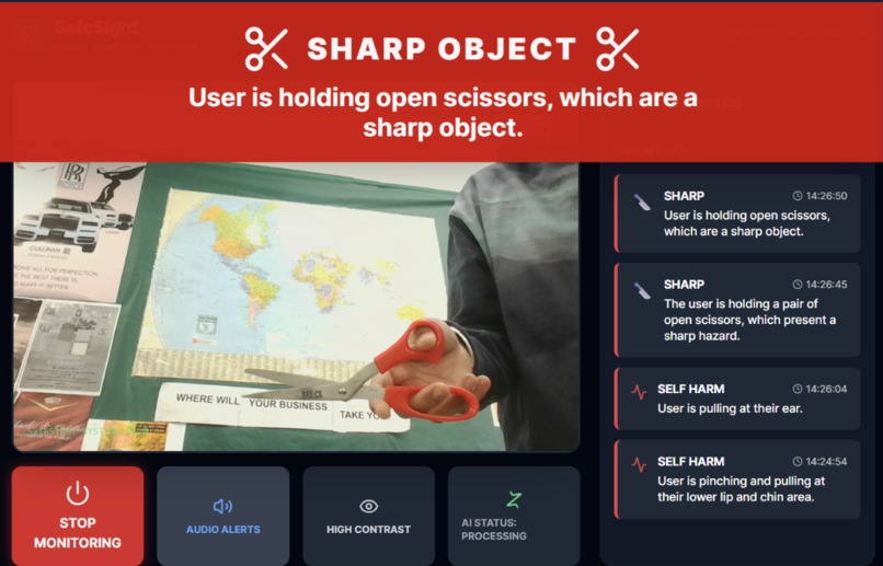 SafeSight AI Hazard Detection for CIP Patients – screenshot 1
