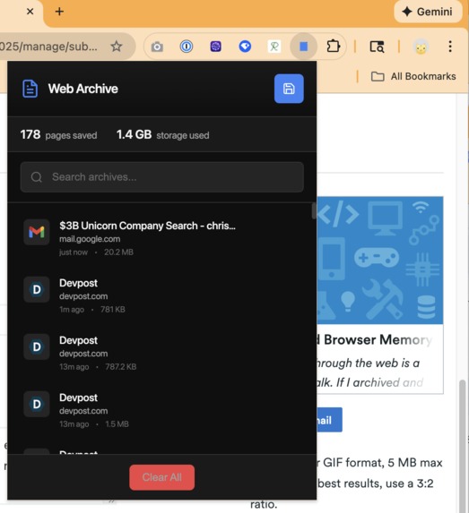 Extended Browser Memory – screenshot 1