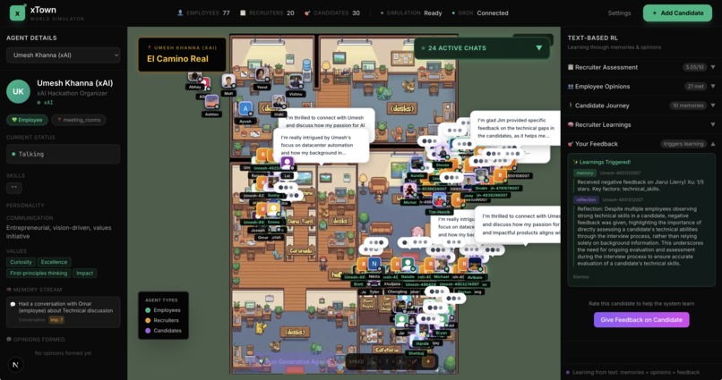 xTown: generative agents for recruiting – screenshot 1