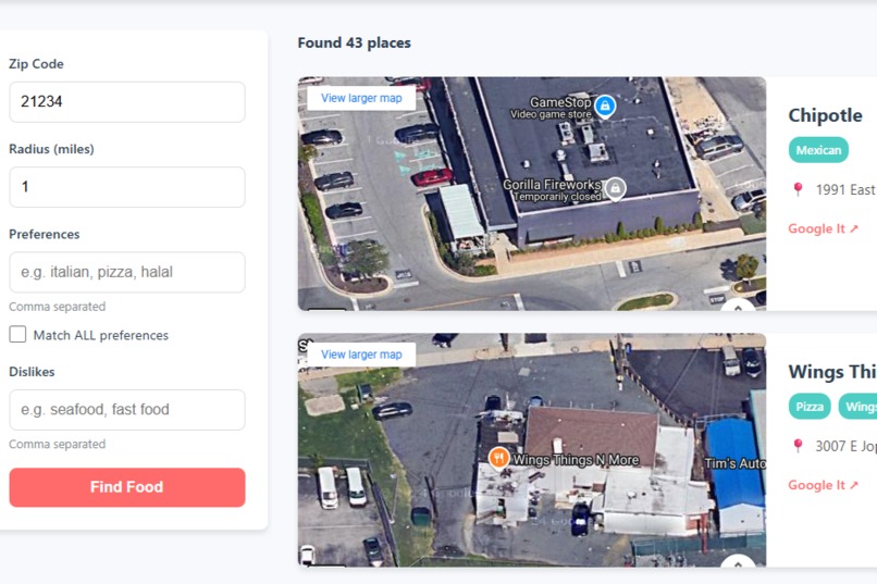 FoodFinder – screenshot 2