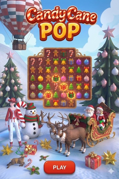 Candy Cane Pop - A Sweet Holiday Match 3 Saga – screenshot 1