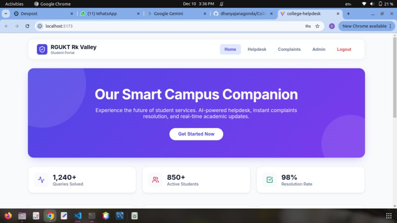 college-helpdesk-project – screenshot 1