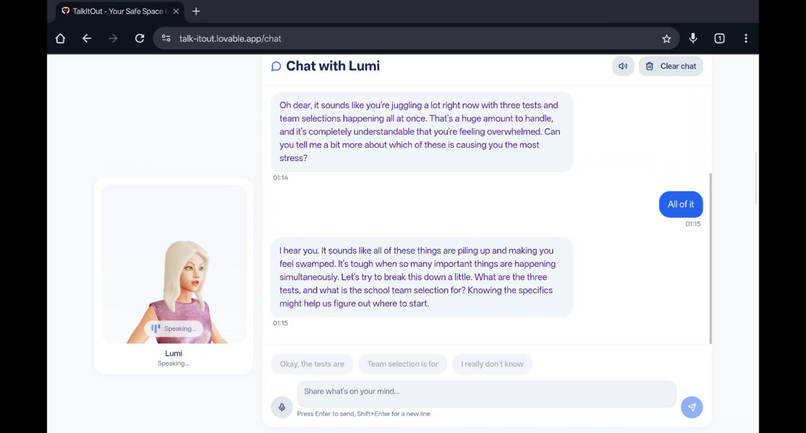 Talk.io - Lumi (Team 0X67) – screenshot 2