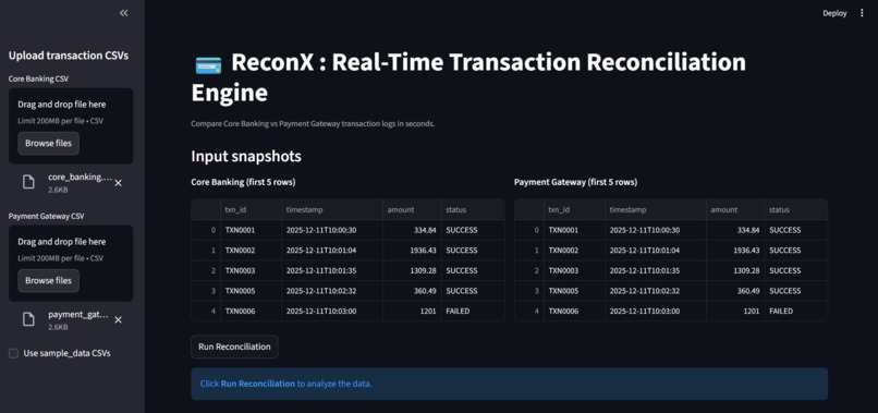 ReconX – Real-Time Transaction Reconciliation Engine – screenshot 3