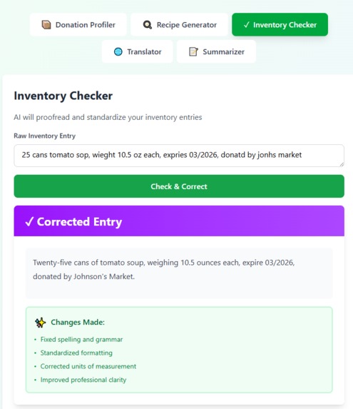 Food Bank Assistant AI – screenshot 3