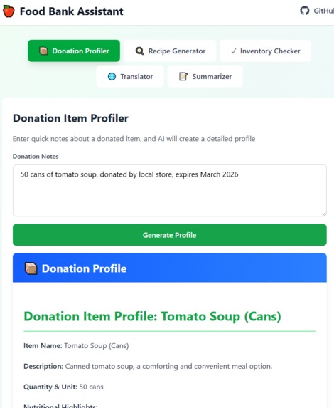 Food Bank Assistant AI – screenshot 2