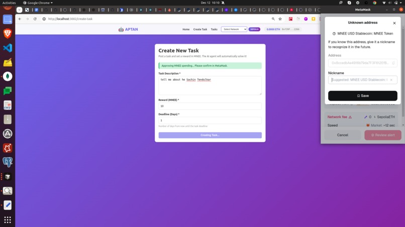 AI-Automated Pay-Per-Task Agent Network (APTAN) using MNEE – screenshot 5