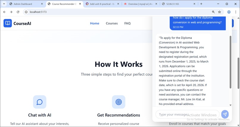 AI-powered CET course counselling ChatBot – screenshot 4