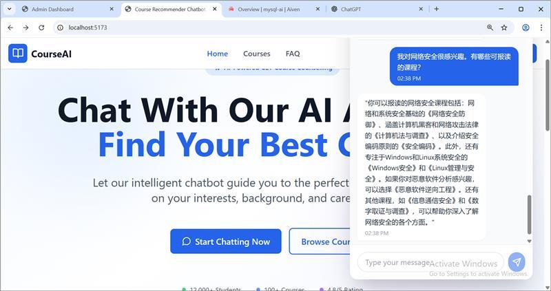 AI-powered CET course counselling ChatBot – screenshot 6