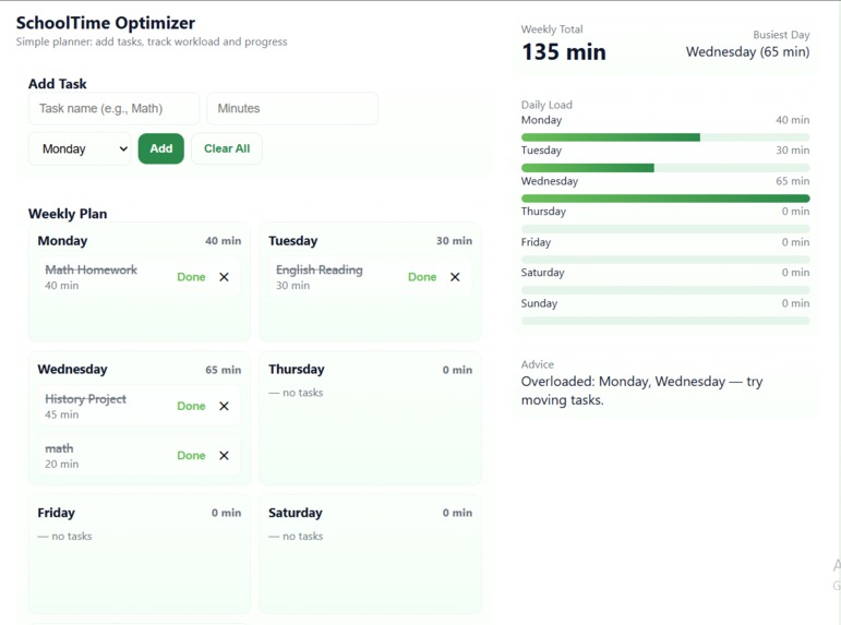 SchoolTimeOptimizer – screenshot 1