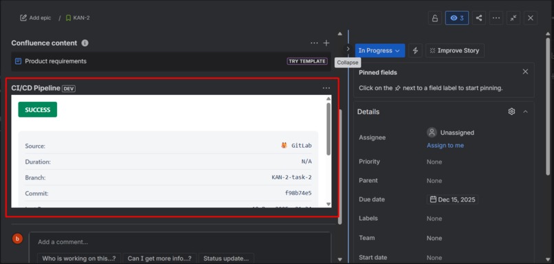 CI/CD Pipeline Dashboard for Jira – screenshot 1