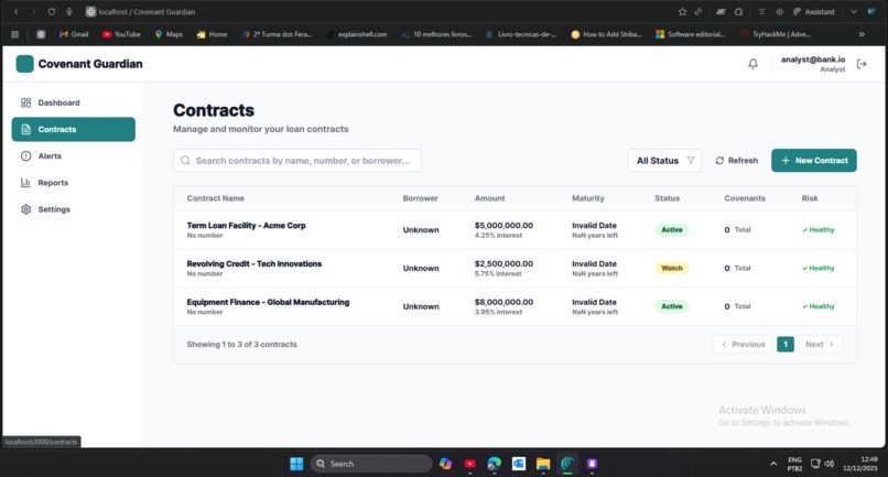 Covenant Guardian – AI Loan Covenant Monitor – screenshot 2