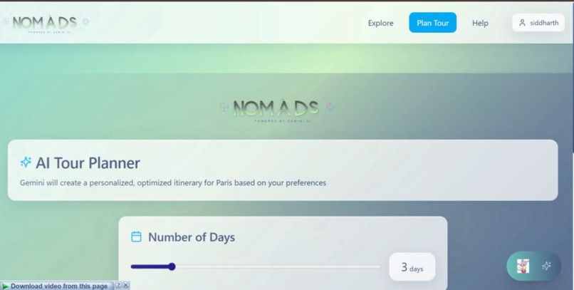 Travel-guider project – screenshot 1