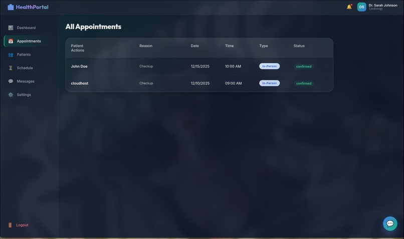 Health care web application  – screenshot 1