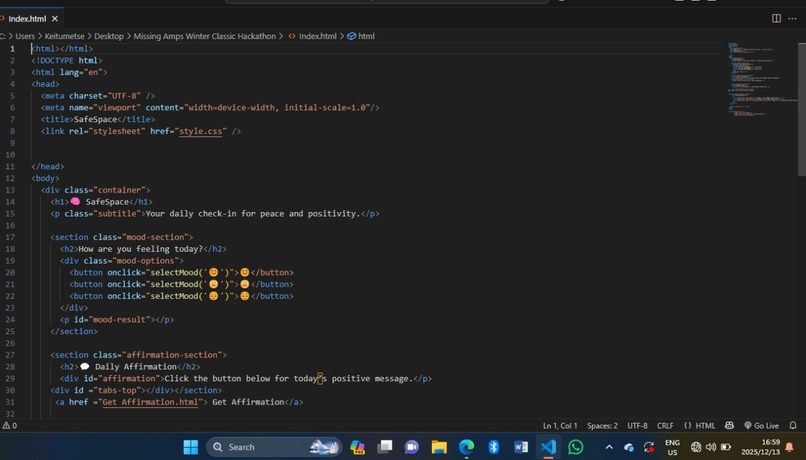 Julia’s SafeSpace: A Mental Wellness Companion – screenshot 1