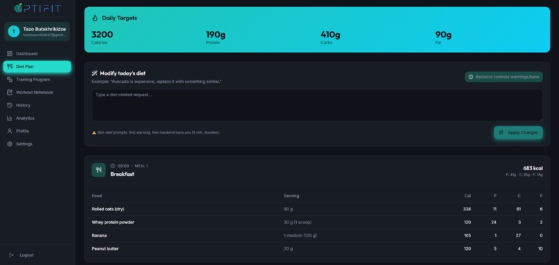 OptiFit – screenshot 2