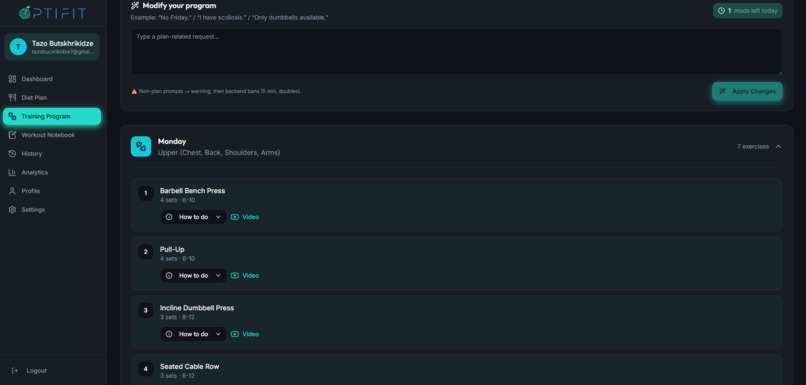 OptiFit – screenshot 3