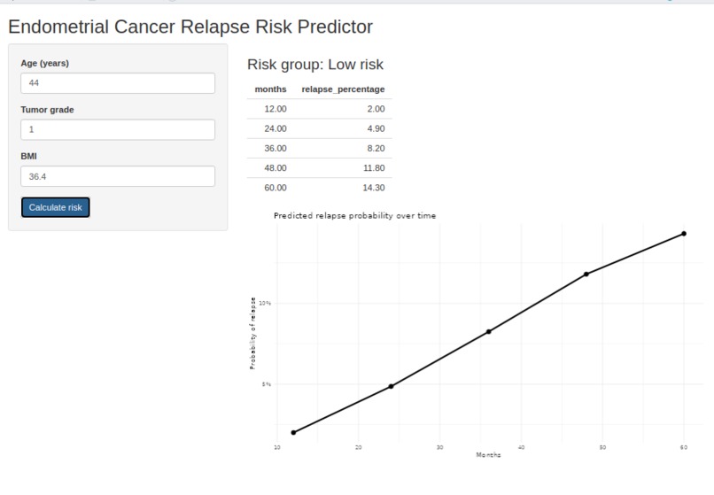 Personalized Relapse Risk Prediction for Endometrial Cancer – screenshot 1