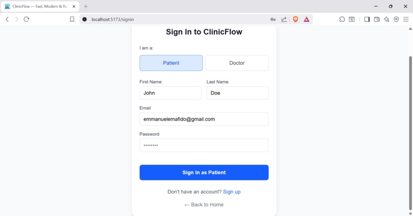 ClinicFlow – screenshot 1
