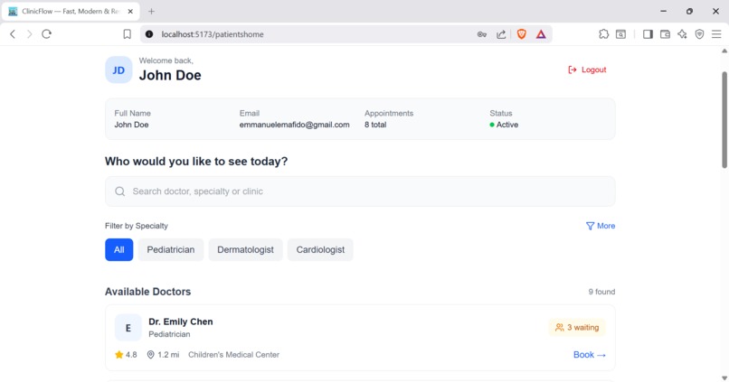 ClinicFlow – screenshot 2
