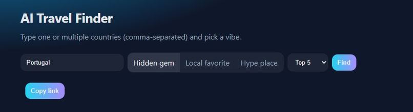 AI Travel Finder – screenshot 1