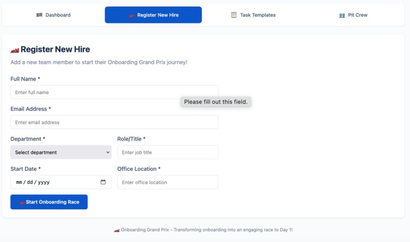 Onboarding Grand Prix – screenshot 2
