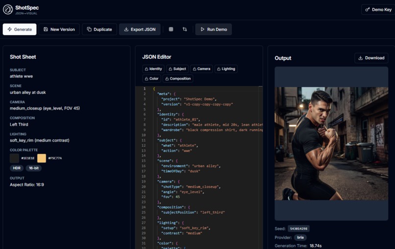 ShotSpec - JSON-Native Visual Control for FIBO – screenshot 3