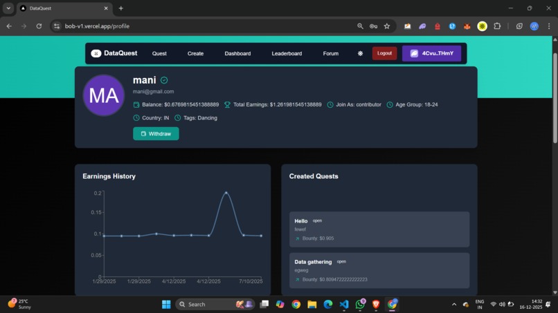 DataQuest-Decentralized – screenshot 2