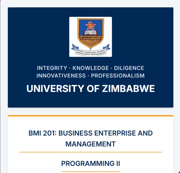 University of Zimbabwe Automated Course Portal (Warm-Up) – screenshot 2