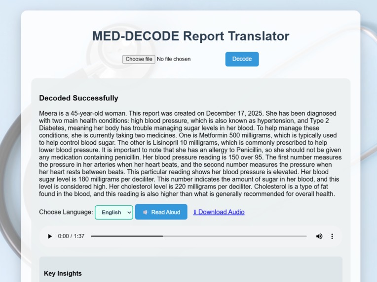 MedDecode -AI  powered medical report translator – screenshot 4