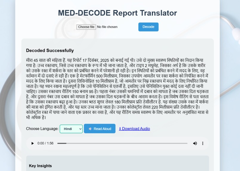 MedDecode -AI  powered medical report translator – screenshot 5