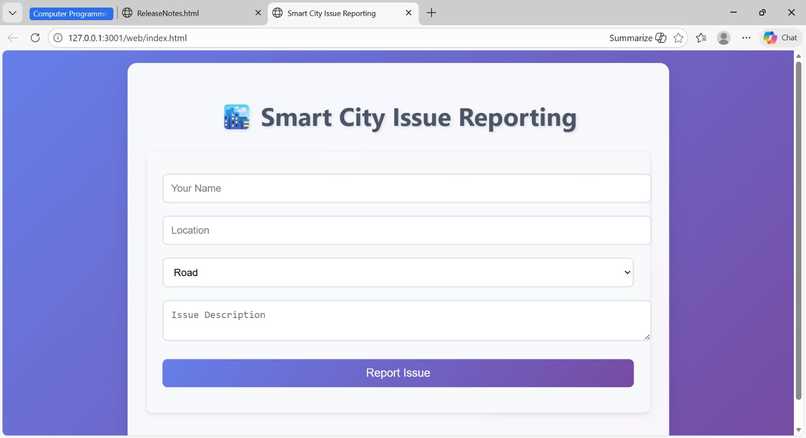 smart city issue reporting  – screenshot 1