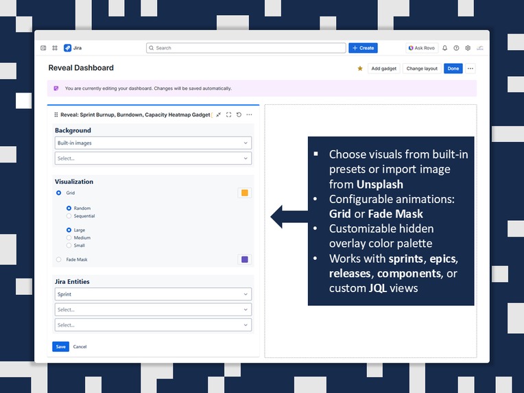 Reveal: Sprint Burnup, Burndown, Capacity Heatmap Gadget – screenshot 3
