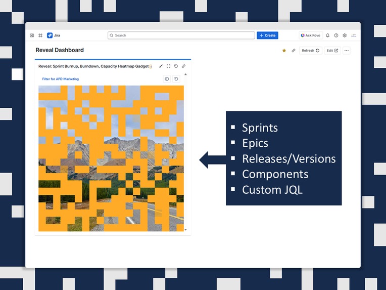 Reveal: Sprint Burnup, Burndown, Capacity Heatmap Gadget – screenshot 1