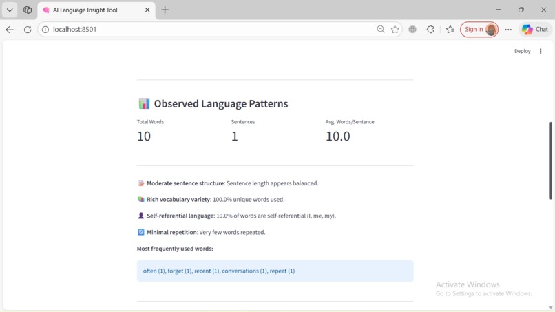 AI-Powered Alzheimer’s Language Insight Tool – screenshot 5
